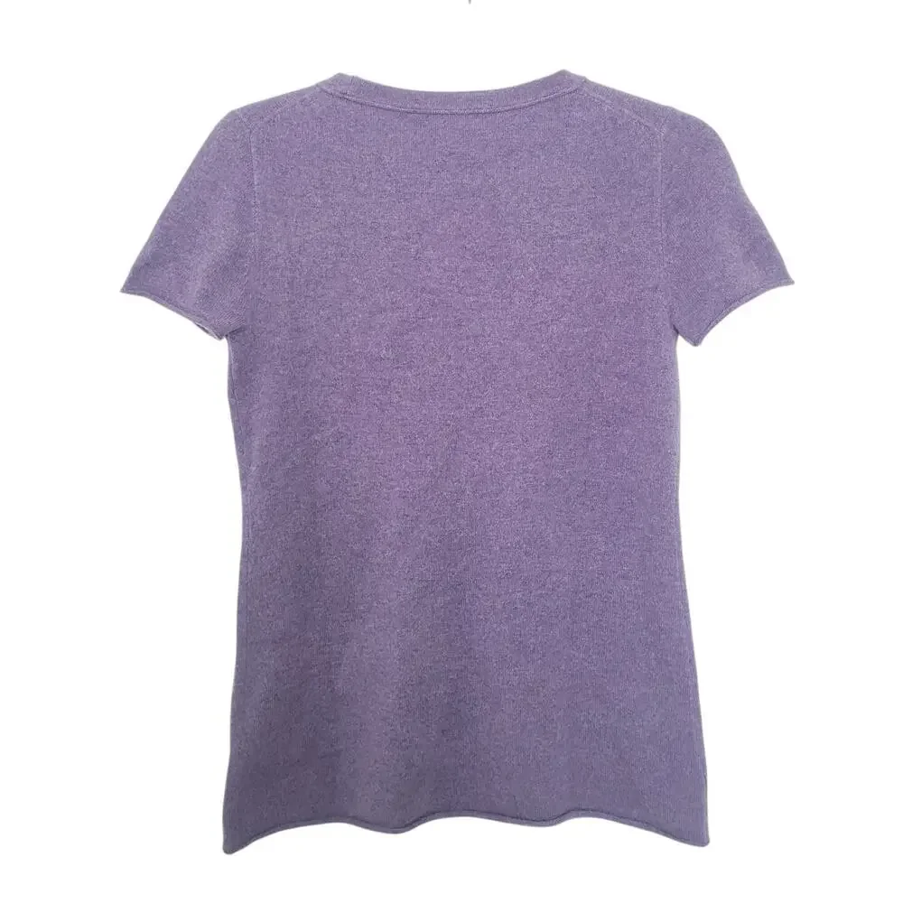 NWT J Crew 100% Cashmere Relaxed Shirt Sweater Size S Purple Preppy Office Twee